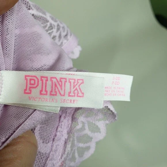 Victoria's Secret PINK Lavender Wildflower Lace High Neck Push Up Bralette S-DD - Picture 4 of 8